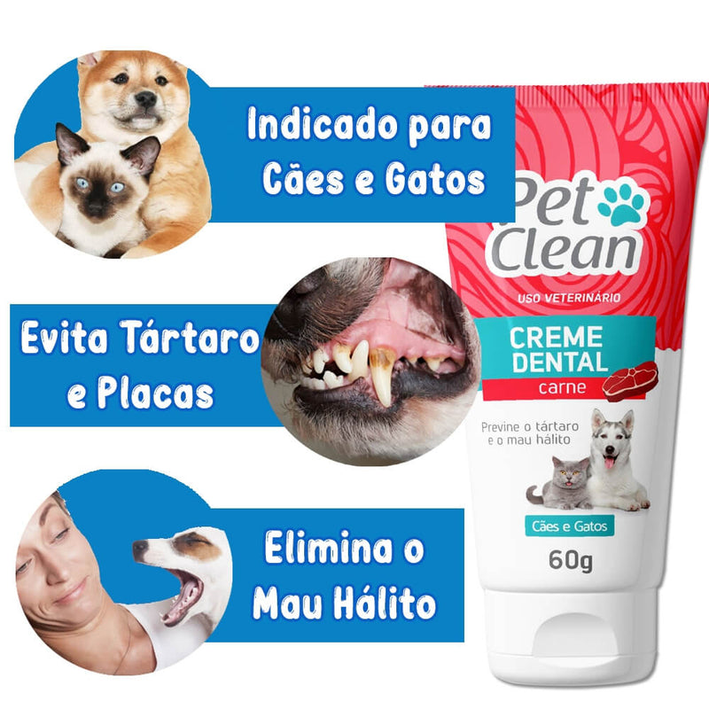 Kit Higiene Pet Clean – Creme Dental + Escova Dedeira para Cães e Gatos